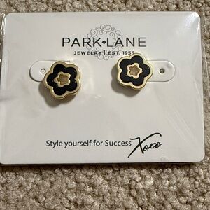Park Lane Gold and Black Floral Studs